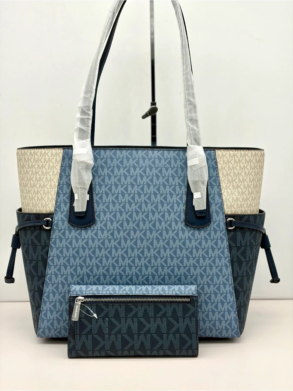 Michael Kors Voyager Color-Block Logo Tote Shoulder Bag and Matching Wallet